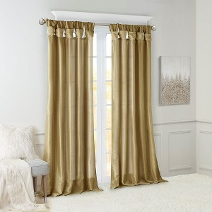 PAGED Faux Silk Blackout Curtains for Bedroom,Window Curtain Panel with Twisted Tab Top,Lined,Curtains for Living Room,Machine Washable - 1 of 4