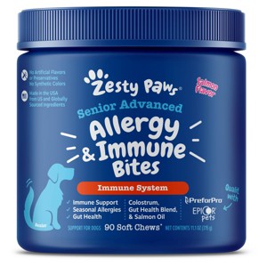 Zesty Paws Senior Advanced Allergy Immune Soft Chews for Dogs - Salmon Flavor - 90ct - 1 of 4
