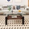 39.2" Tempered Glass Rectangle Coffee Table with MDF Layer and Iron Legs - 2 of 4