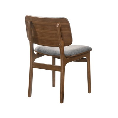 Luis Grey Textured Upholstered Side Chair with Walnut Wood Base
