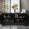 Dolonm 59 in. Industrial Credenza with 4 Doors & Wooden Legs MDF Storage Cabinet, Bronze Clasps, Adjustable Shelves, Color - 2 of 4