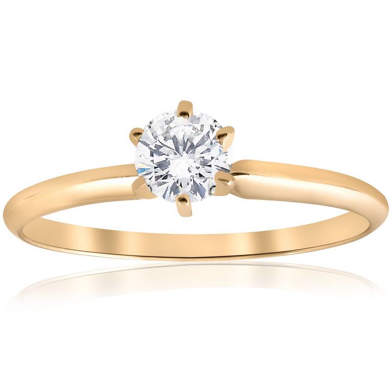 Pompeii3 14k Yellow Gold 1/2ct Round Solitaire Diamond Engagement Ring, 1 of 5