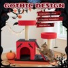 SEVOBAL Pet Tower 26" Gothic Cat Tree, Cat Tower with Spacious Cat Condo, Scratching Posts, Scratching Ladder for Large Cats, Black, 30"*19.7"*56" - 3 of 4