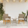 vidaXL Patio Chairs with Cushions - Beige Poly Rattan & Acacia Wood - Comfortable & Weather-Resistant Outdoor Furniture - 2 Pcs - 3 of 4