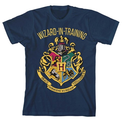 Op het randje Product lippen Harry Potter Hogwarts Wizard-in-training Boy's Navy Blue T-shirt : Target