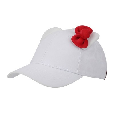 Hello Kitty 3D Bow & Ears Women's White Traditional Adjustable Hat