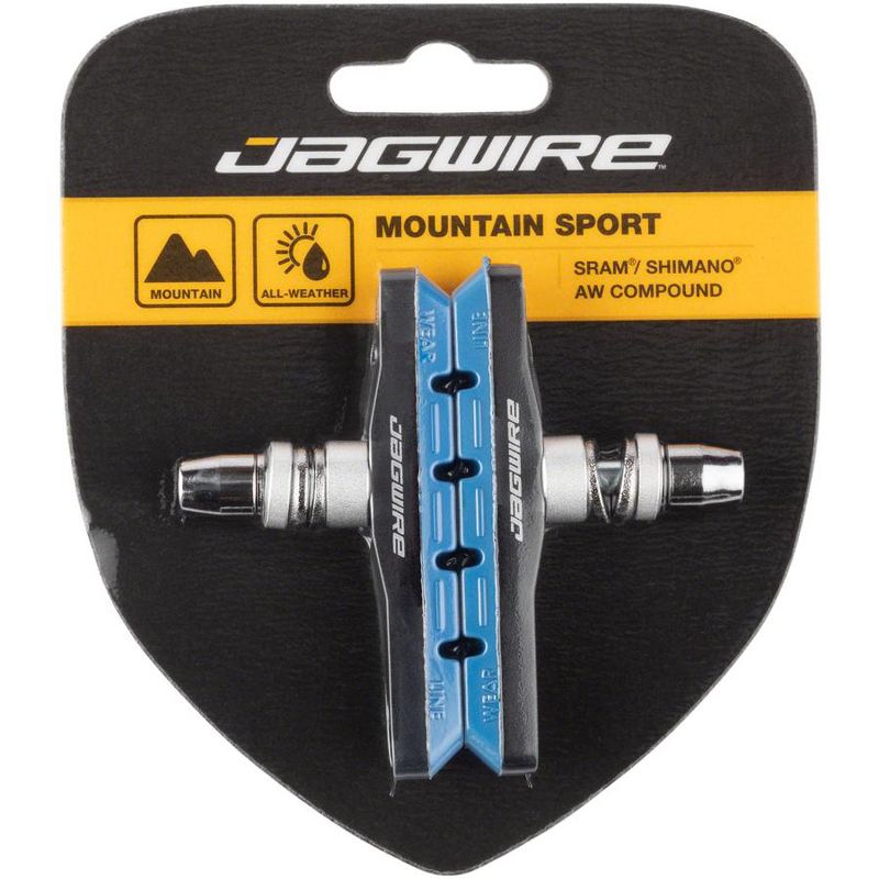 Jagwire Mountain Sport V-Brake Pads Threaded Post Blue All Weather Compound, 1 of 2