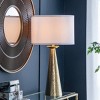 28.5" Modern Table Lamps with Aluminum Cone-Shaped Base, Nightstand Lamps Featuring White Drum Shade for Bedroom or Living Room–The Pop Home - 2 of 4