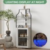 Corner Wine Bar Rack Cabinet with Detachable Wine Rack - Bar Cabinet with Glass Holder, Small Sideboard, Buffet Cabinet with Mesh Door - 4 of 4