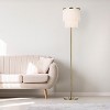 Emme Polished Metal Floor Lamp with Fringe Shade - River of Goods: Elegant Cream Drum, Gold Plated Base - 2 of 4