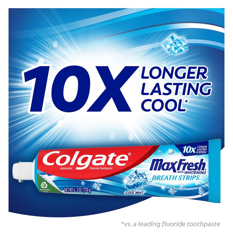 Colgate Max Fresh Toothpaste with Mini Breath Strips - Cool Mint - 6.3oz, 3 of 10