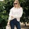 Anna-Kaci Women's Long Sleeve Button Down Blouse with Band Collar and Subtle Textured Stripe Design - 2 of 4