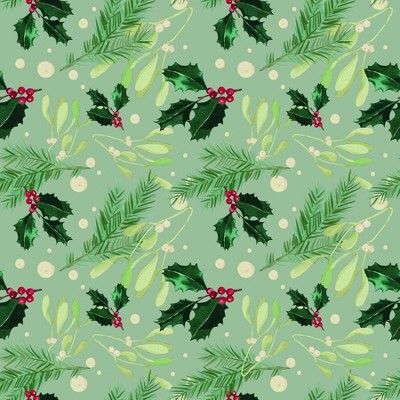 Waterleaf Paper Co. 100% Biodegradable, Compostable and Dissolvable Christmas Wrapping Paper, Winter Greenery, 18" W x 47" L (approx 6 sq-ft)