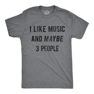 Mens I Like Music And Maybe 3 People T shirt Funny Vintage Graphic Tee Saying - Crazy Dog Men's T Shirt - 1 of 4