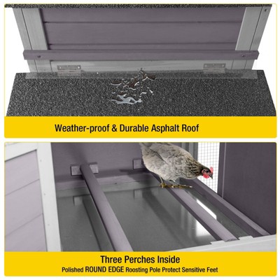 Gray Wooden Mobile Chicken Coop with Asphalt Roof