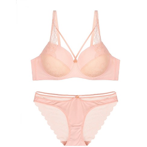 Bra Panty Set Women Lace Bra and Panties, Sexy Padded Bra and Panty Set  Lingerie Underwire Bra Set, Light Pink 40C : : Clothing, Shoes &  Accessories