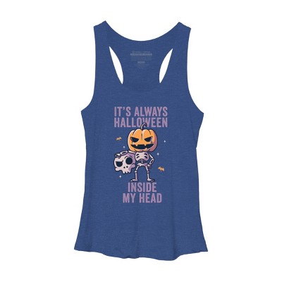 Women's Design By Humans It's Always Halloween Inside My Head Funny Cute Spooky By EduEly Racerback Tank Top