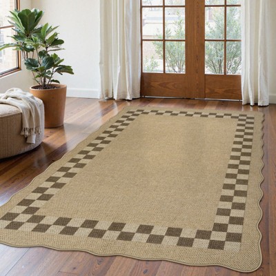 Lahome Diamond Double Frame Diagonal Faux Jute Rectangular Indoor Outdoor Area Rug