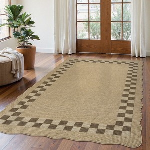 Lahome Diamond Double Frame Diagonal Faux Jute Rectangular Indoor Outdoor Area Rug - 1 of 4