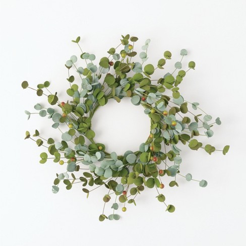 Sullivans Artificial Mini Eucalyptus Berry Accent Wreath Target