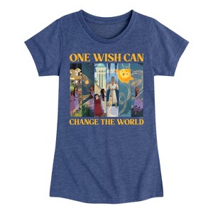 Girls' - Disney - One Wish Can Change The World Fitted Short Sleeve Graphic T-Shirt - 1 of 4