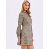 Allegra K Women's Vintage Check Plaid Ruffle Neck Button Down Long Sleeve A-Line Dress - 2 of 4