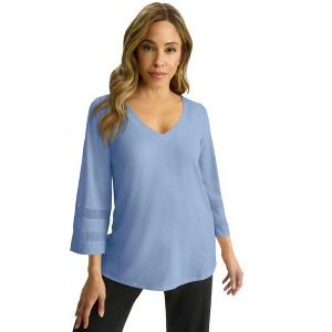 Jessica London Stretch Knit Mesh Inset Sleeve Tunic - 1 of 4