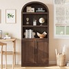 Arched Bookcase with Doors Tall Farmhouse Bookshelf 5 Shelf Cabinet with Shelves Wooden Bookshelves - 2 of 4