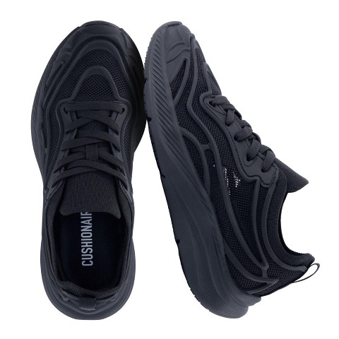 Женские кроссовки CUSHIONAIRE Trax Lace-Up Mesh Womens Shoes - Lightweight Platform Fashion Sneakers Casual Gym Shoes for Women , Black 9