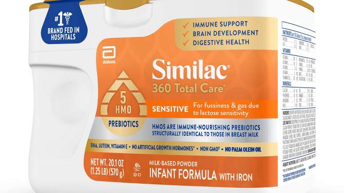 Similac 360 Total Care Sensitive Non-GMO Powder Infant Formula - 20.1oz, 2 of 16, play video