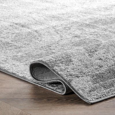 Gray and White Striped Octopus Synthetic Area Rug
