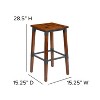 Emma and Oliver 4 Pack Commercial Grade Rustic Walnut Industrial Style Backless Wood Barstool - 4 of 4