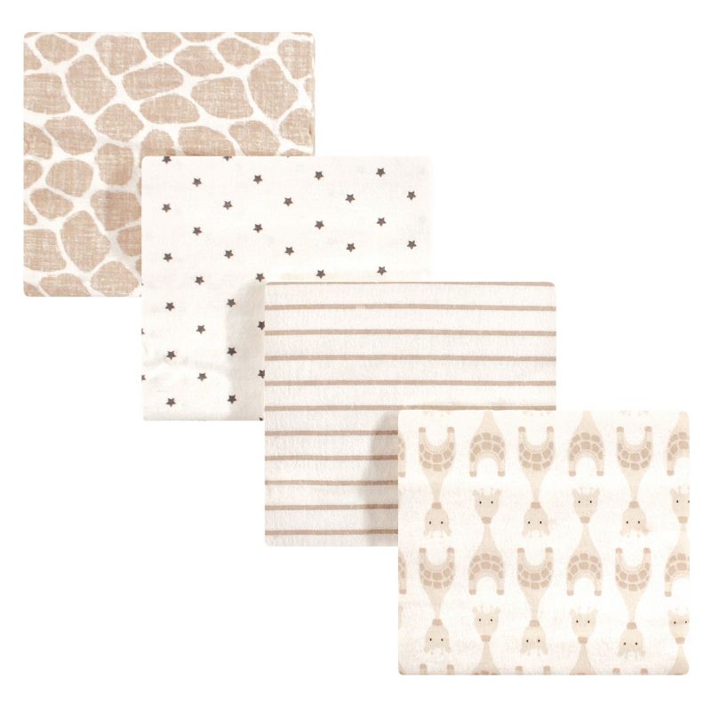Hudson Baby Infant Cotton Flannel Receiving Blankets, Neutral Giraffe, One Size, 1 of 4