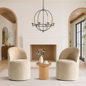 2-Piece Rolling Lounge Chair Set, Upholstered Barrel Accent Chairs with Wheels for Living Room or Small Conversation Area-Maison Boucle - 1 of 4