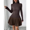 Clearlove Womens Bodycon Dresses Long Sleeve Dress Mock Neck Ruched Ruffle Layered Mini Party Puff Dresses - 4 of 4
