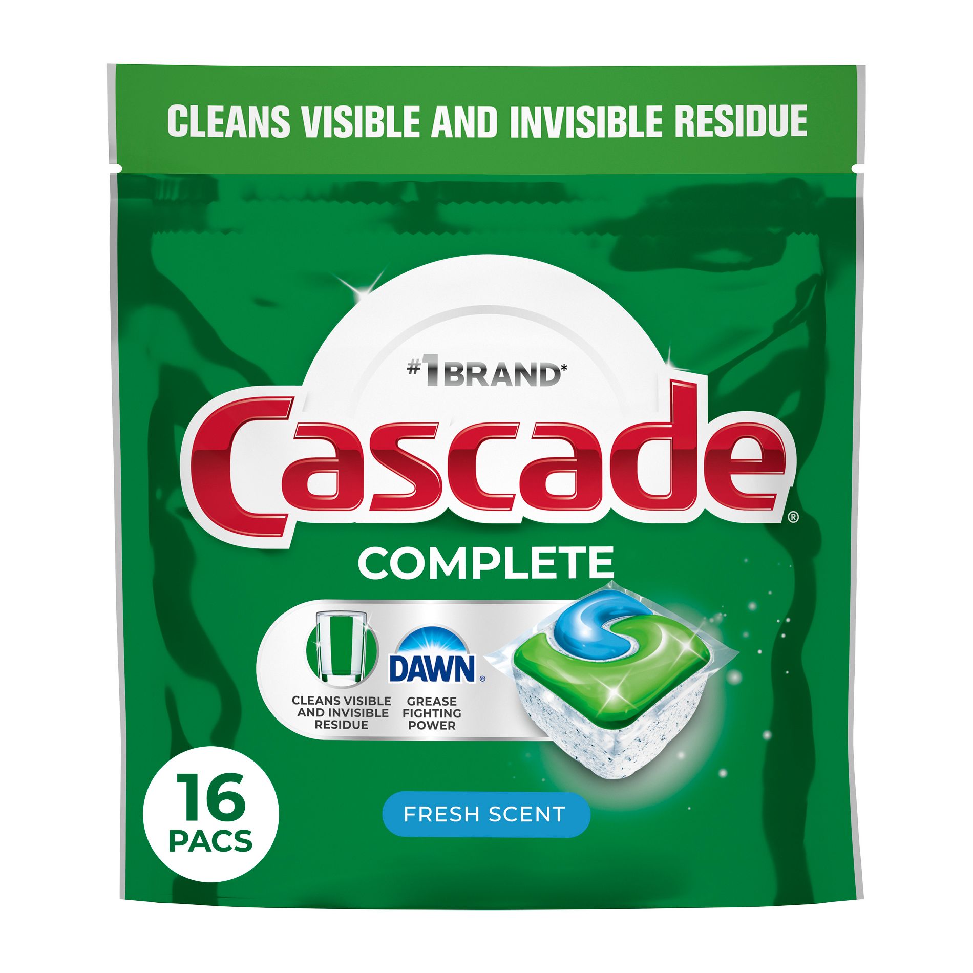 Cascade Fresh Scent Complete Pods Dishwasher Detergents - 16ct