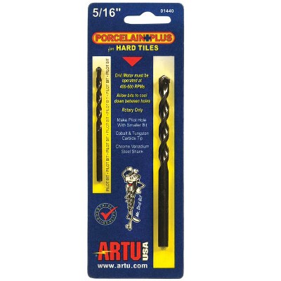 ARTU Porcelain Plus 5/16 in. X 4-1/2 in. L Tungsten Carbide Tipped Glass and Tile Bit Set Straight S