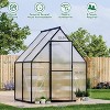 6x4ft Heavy Duty Aluminum Greenhouse - Polycarbonate Panels with Roof Vent & Quick Assembly for Outdoor Gardening - 2 of 4