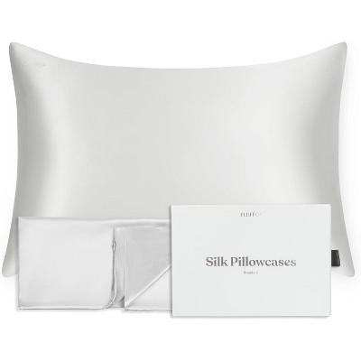 FluffCo 100% Pure Mulberry Silk Pillowcase - Luxurious Cooling Pillowcase for Hair & Skin Care