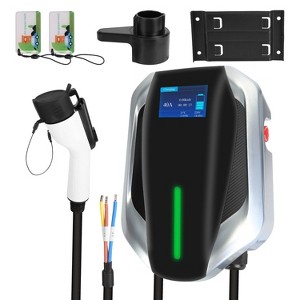 KOCASO"Level 2 EV Wall Charger with 2 Swipecards, Digital Display & Gun Locking for Home Garage"Black - 1 of 4
