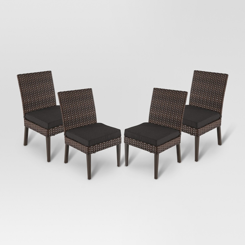 Halsted 4pk All-Weather Wicker Patio Dining Chair - Charcoal - Threshold was $449.99 now $224.99 (50.0% off)