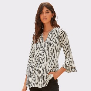 Women's Flare Sleeve Printed Blouse Shirt - LASCANA - 1 of 4