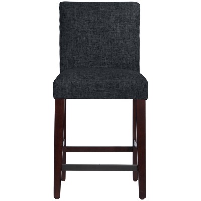 Skyline Furniture Parsons Counter Height Barstool Black Linen: Elegant Rubberwood Frame, Padded Back