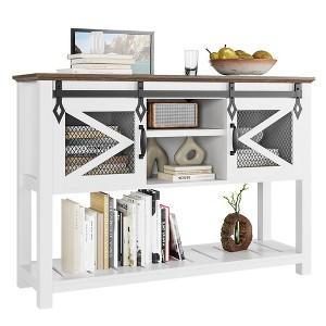 Entrance Cabinet, Double Sliding Door Wooden Storage Cabinet, Sofa Table with Storage and Open Shelves, Farmhouse Entryway Table, Entry Hallway - 1 of 4