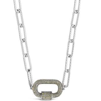 SHINE by Sterling Forever Pave CZ Carabiner Linked Lock Necklace