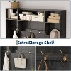 Hall Tree with Bench and Shoe Storage, 3-in-1 Farmhouse Entryway Bench, Coat Rack, 4 Hooks, 4 Shoe Cubbies, 3 Compartments - 4 of 4