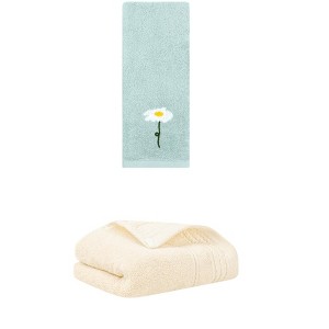 REGALWOVEN Bathroom Soft Absorbent Hand Towel 14" x 30"/13" x 30" 2 Pcs - 1 of 4