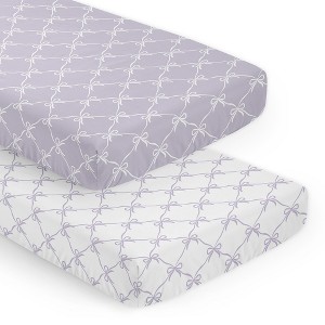 Sweet Jojo Designs Girls Fitted Crib Sheets Set Ballerina and Ballet Bows Purple and White 2pc - 1 of 4