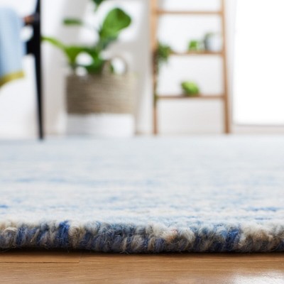 Handmade Blue Wool 3' x 5' Rectangular Area Rug