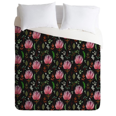 Black Floral Holli Zollinger Protea Boho Duvet Cover Twin Deny